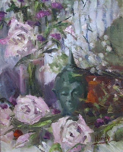 Peace Project Painting - Pink Roses by Nancy Delpero Peace Project Painting - Pink Roses by Nancy Delpero