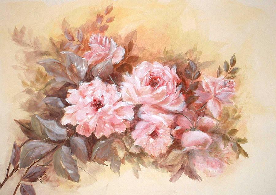 Pink roses Painting by Patricia Rachidi