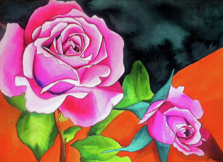 Pink Roses with Orange by Sacha Grossel Pink Roses with Orange by Sacha Grossel