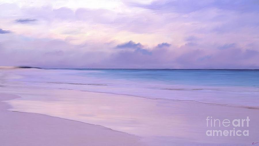 Pink sand purple clouds beach Digital Art by Anthony Fishburne