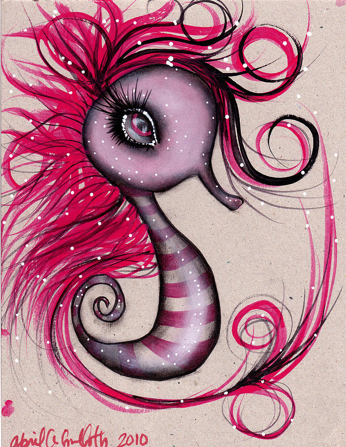 Pink Seahorse Painting by Abril Andrade