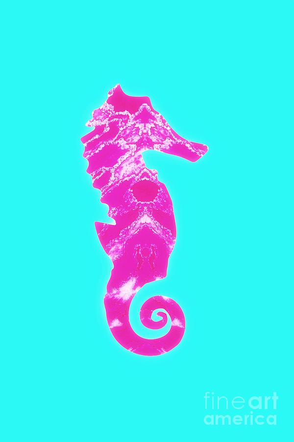 Pink Seahorse Right Facing Mixed Media