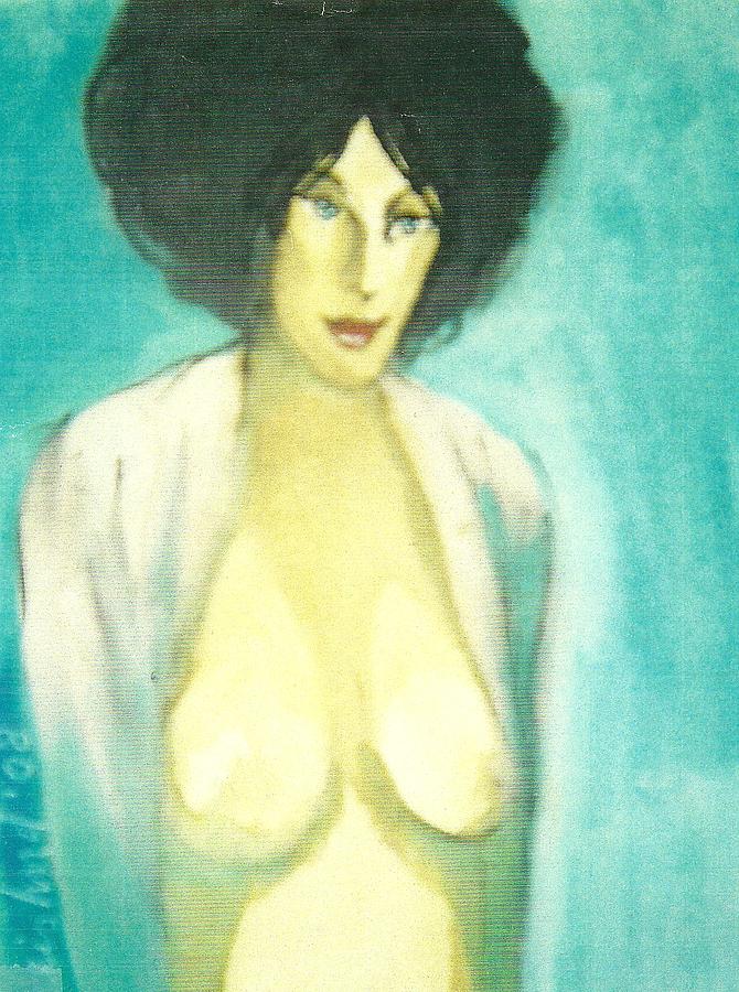 Woman Painting - Pink Shirt by Harry Weisburd Woman Painting - Pink Shirt by Harry Weisburd