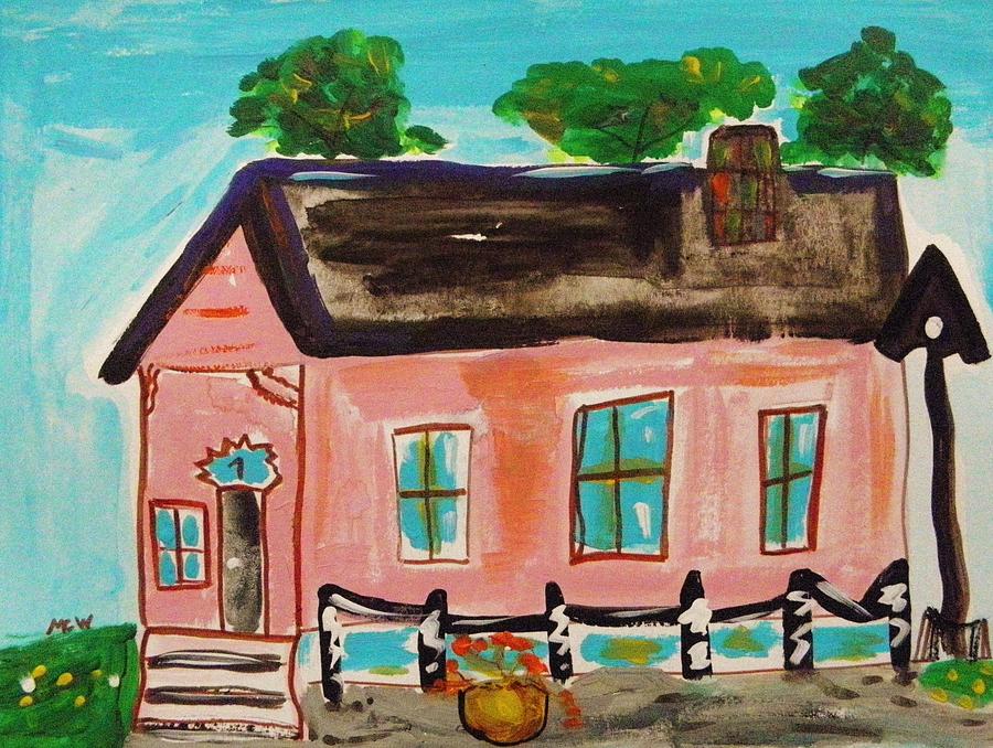 Pink Shotgun House Painting by Mary Carol Williams