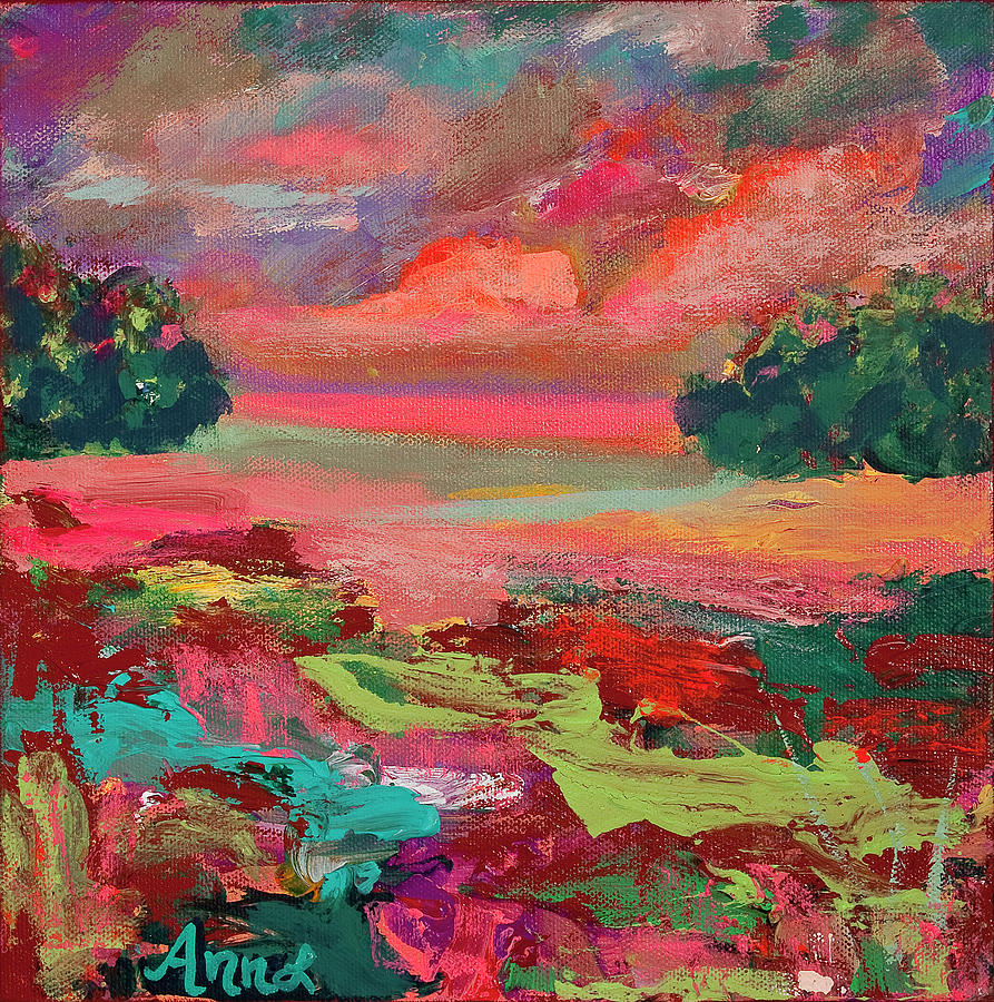 Pink  Skies Painting by Ann Lutz