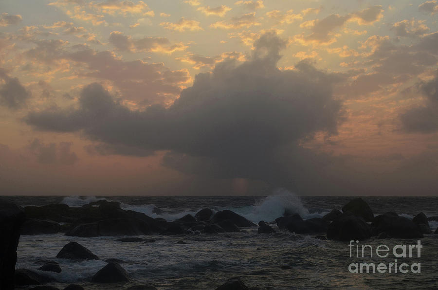 Pink Skies Over the Rocks in the Ocean in Aruba Photograph by DejaVu Designs