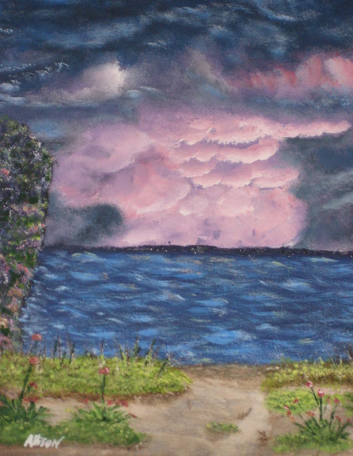 Beach Painting - Pink Sky by Allison Prior