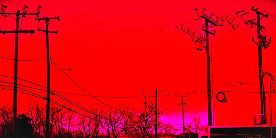 Pink Sky And Wires - Artistic Effects Photograph by Mark Mitchell