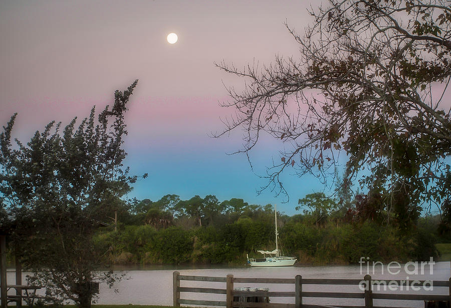 Pink Sky Moonset Photograph by Tom Claud