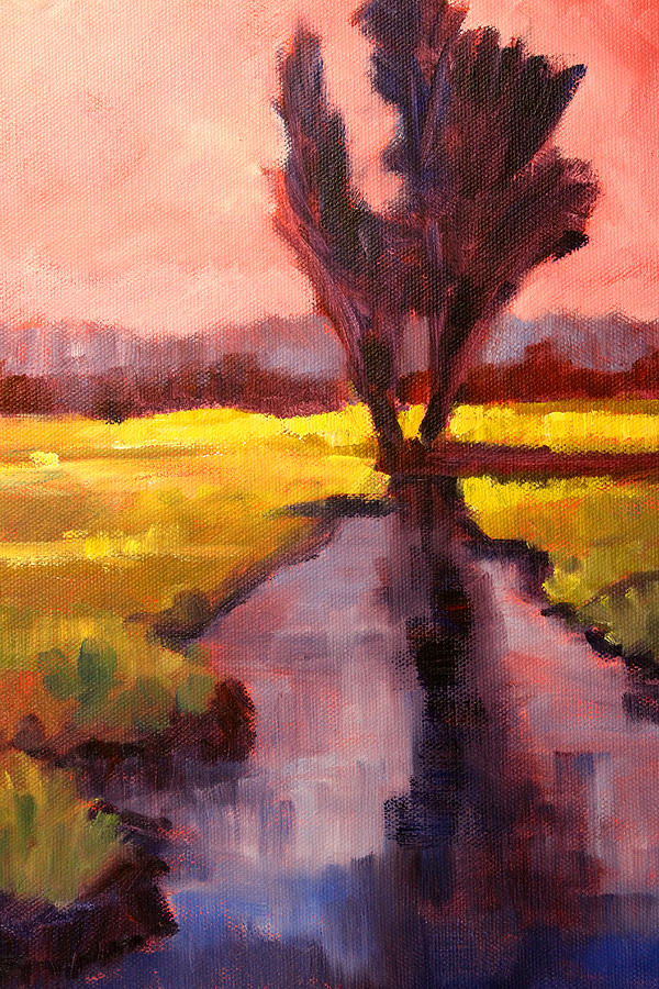 Sunset Painting - Pink Sky Sunset by Nancy Merkle