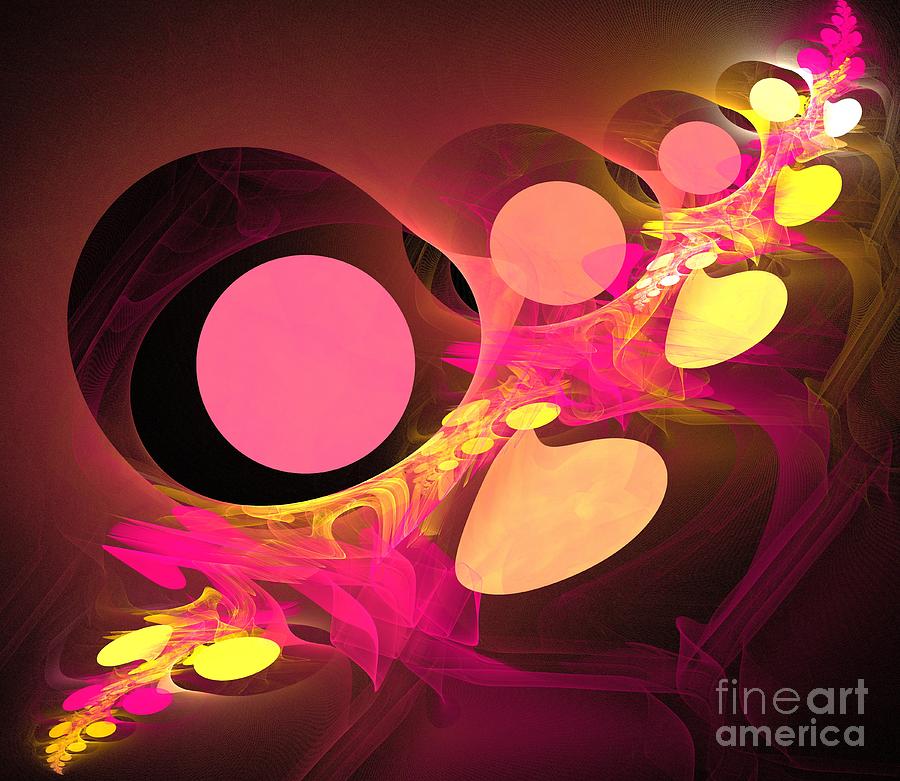 Abstract Digital Art - Pink Solar Branches by Kim Sy Ok