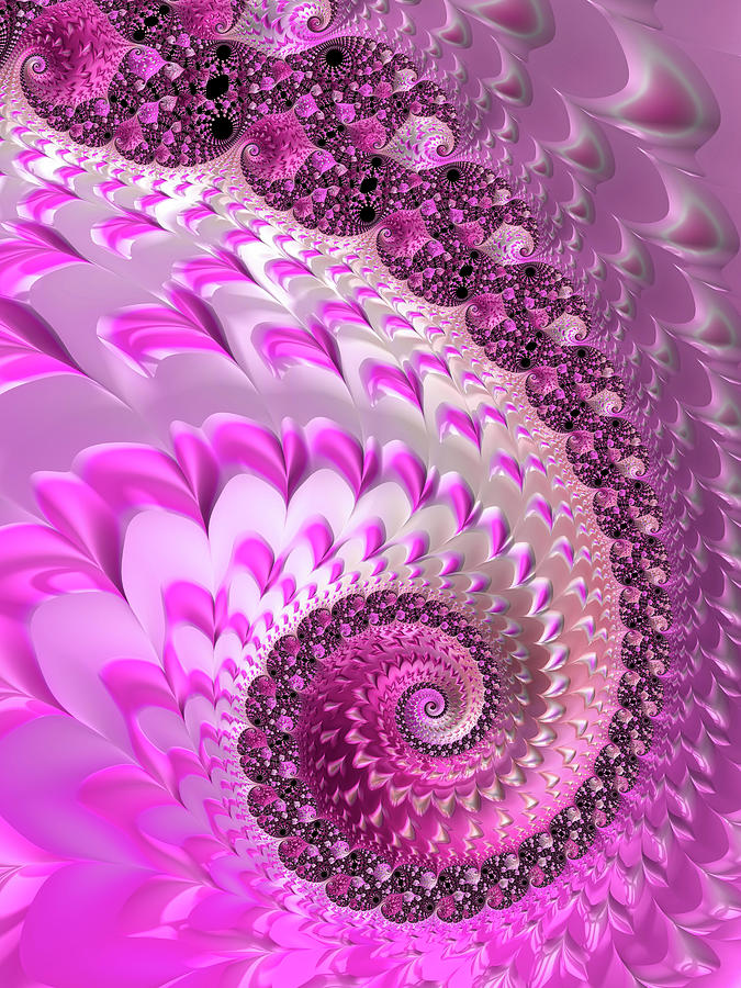 Pink Spiral With Lovely Hearts Digital Art