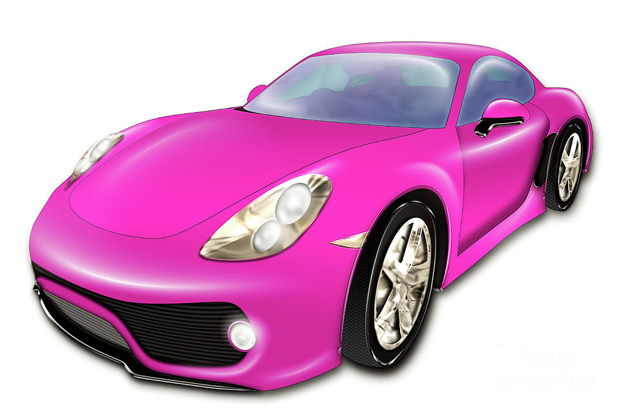 Pink Sport Car Digital Art