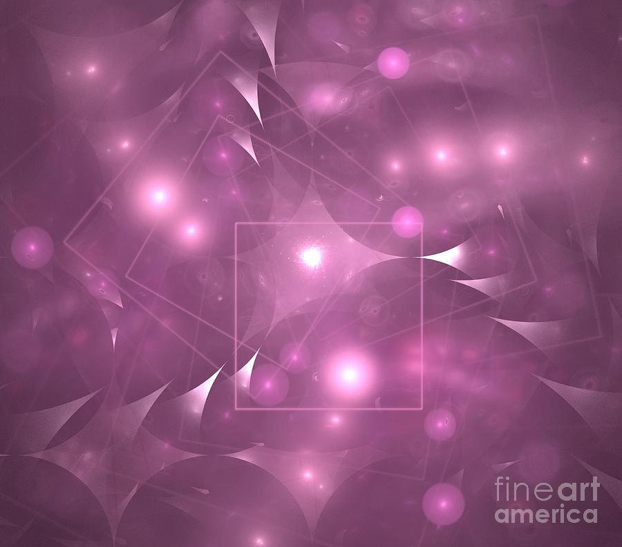 Abstract Digital Art - Pink Star Cubes by Kim Sy Ok