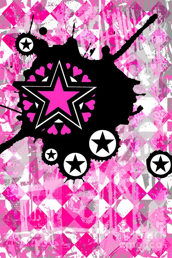 Pink Star Splatter Digital Art by Roseanne Jones