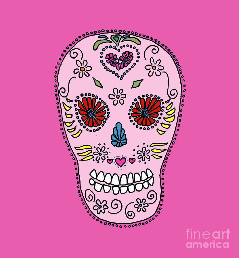 Skull Digital Art - Pink Sugar Skull by Edward Fielding