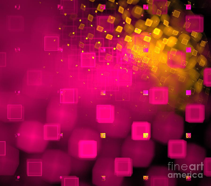 Abstract Digital Art - Pink Sun Glitter by Kim Sy Ok