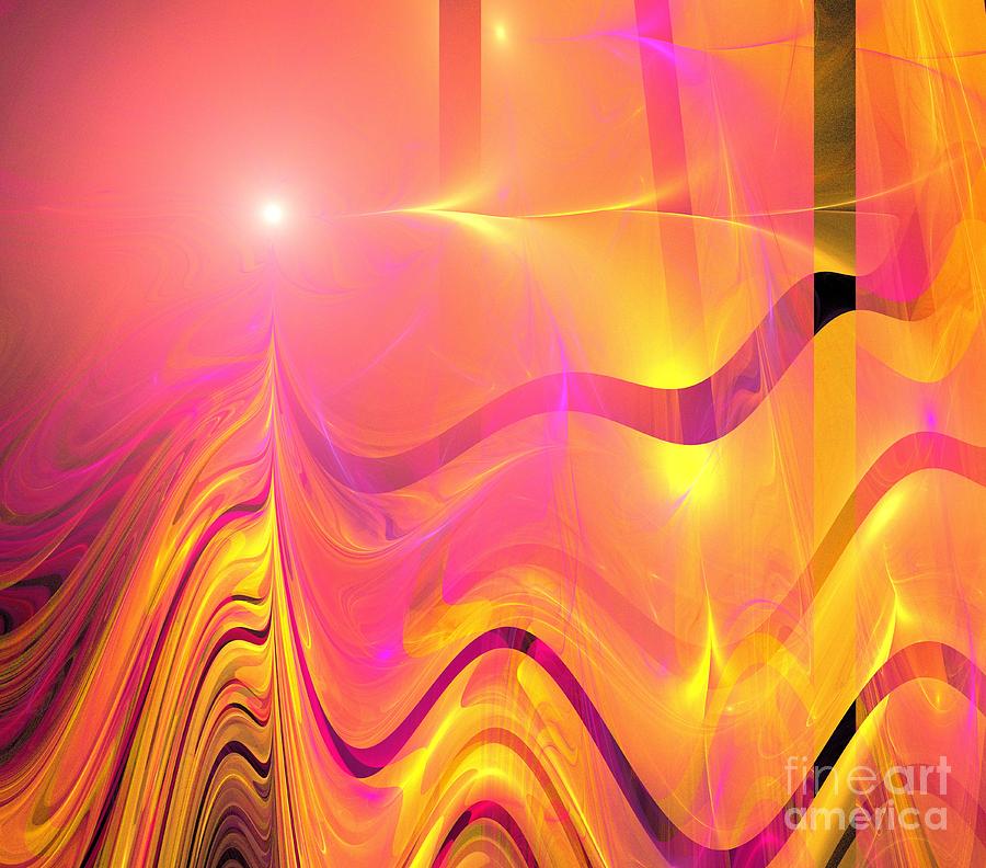 Abstract Digital Art - Pink Sun Mirage by Kim Sy Ok