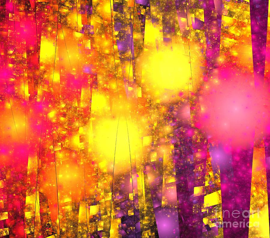 Abstract Digital Art - Pink Sun Stripes by Kim Sy Ok