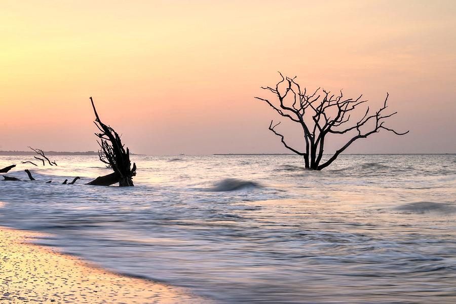Pink Sunrise  Edisto Island Botany Bay Beach Photograph by Carol Montoya