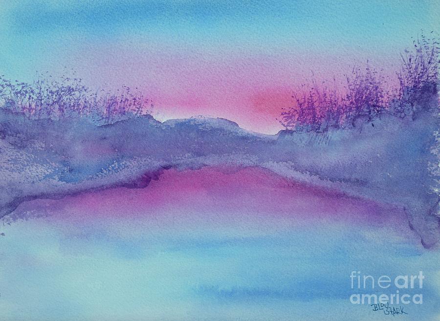 Pink Sunrise Over Blue Lake  Painting by Barrie Stark