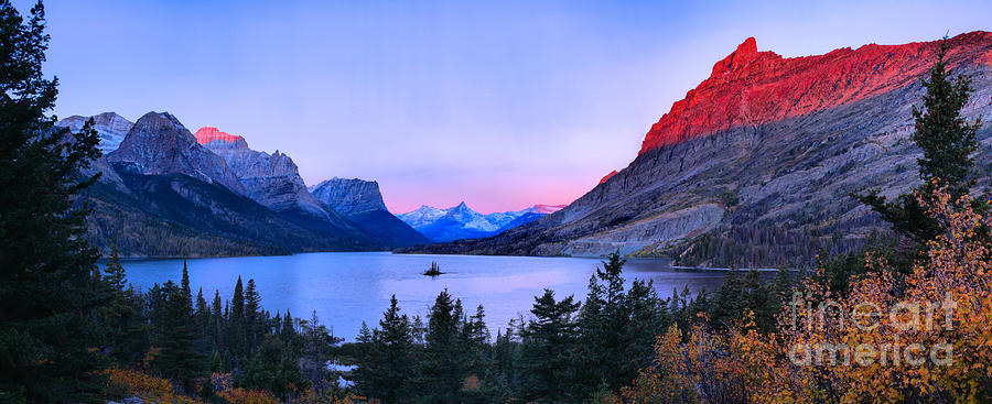 Pink Sunrise Peaks At St. Mary Photograph by Adam Jewell