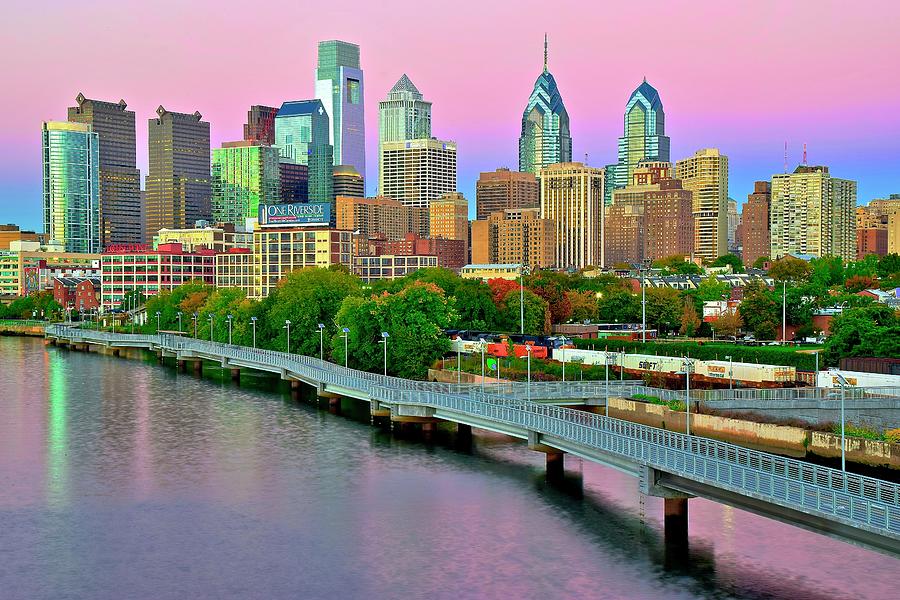 Pink Sunset over Philly Photograph by Frozen in Time Fine Art Photography