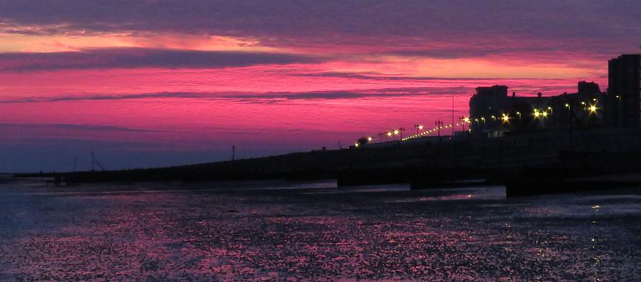 Pink Sunset Over Worthing Photograph by John Topman
