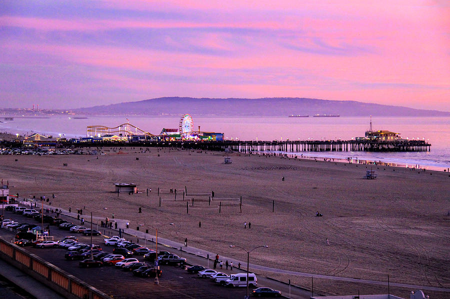 Pink Sunset - Santa Monica Pier Photograph by Gene Parks