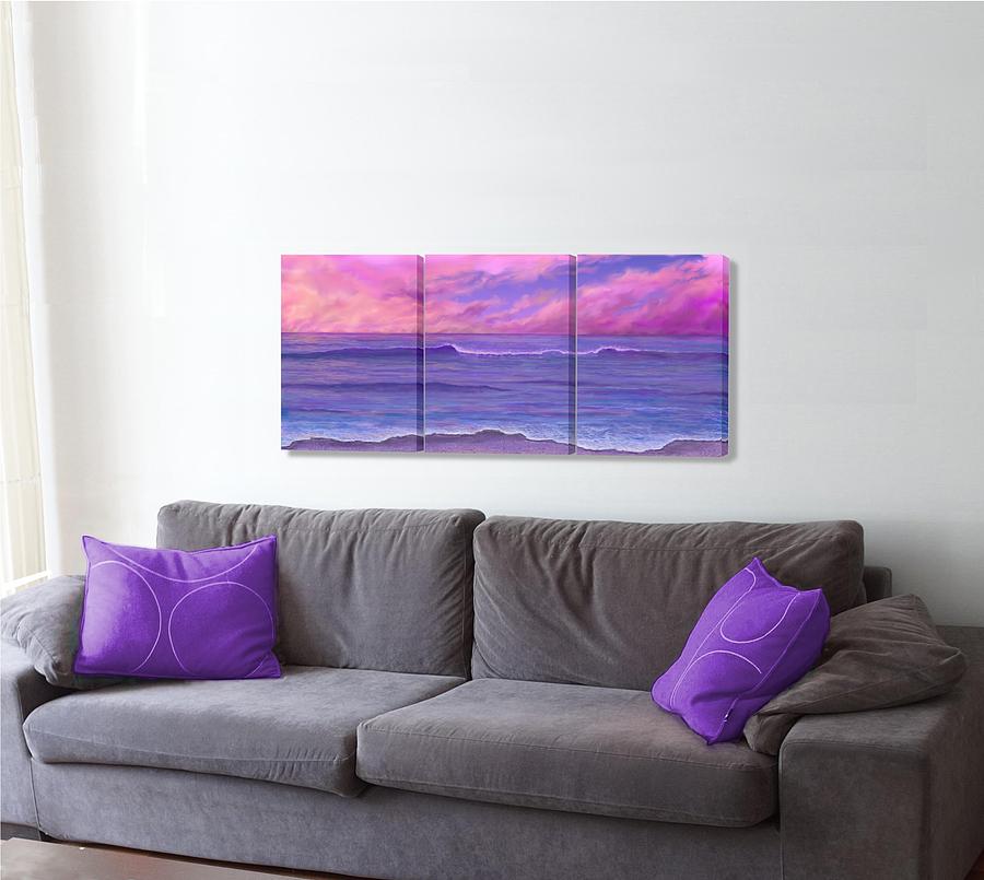 Pink Sunset Waves on the wall Digital Art by Stephen Jorgensen