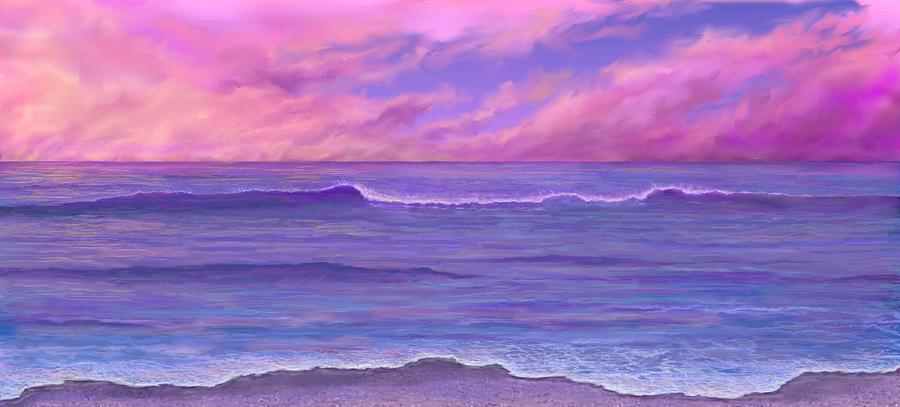 Pink Sunset Waves Painting by Stephen Jorgensen
