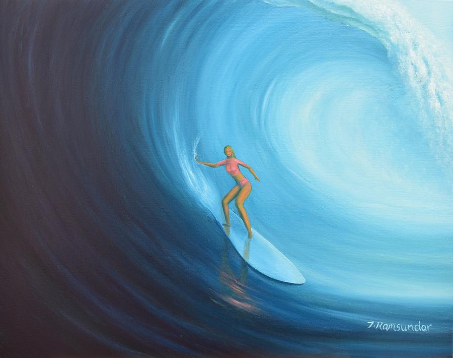 Pink Surf Painting by Torrence Ramsundar