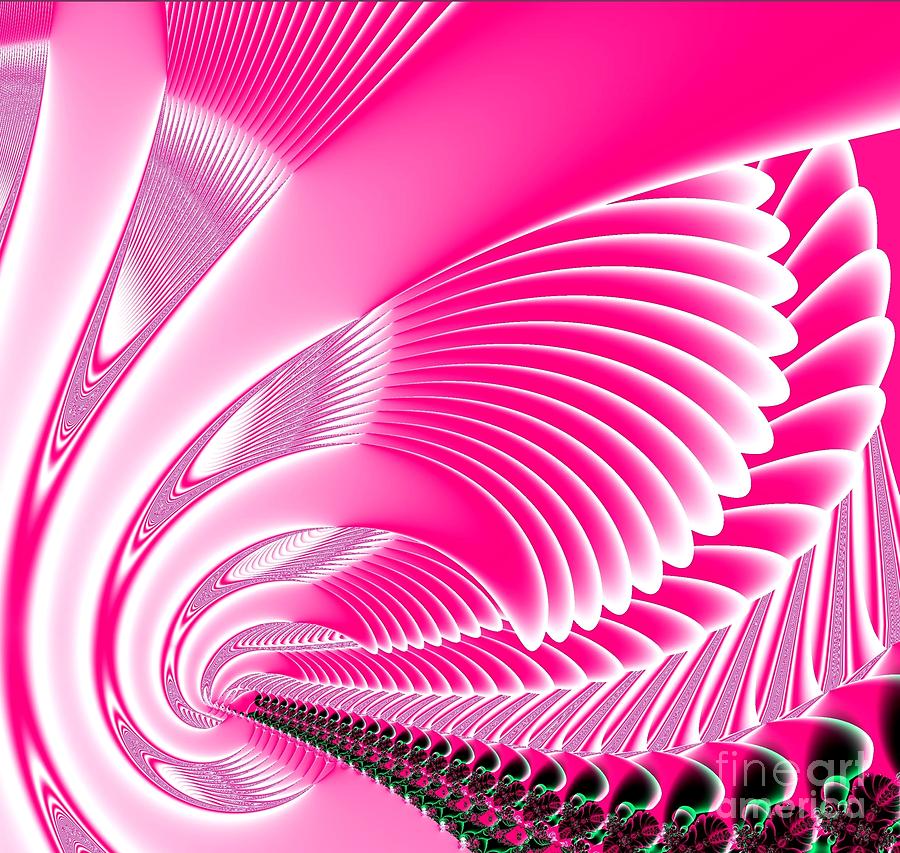 Swan Digital Art - Pink Swan Wings Fractal by Rose Santuci-Sofranko