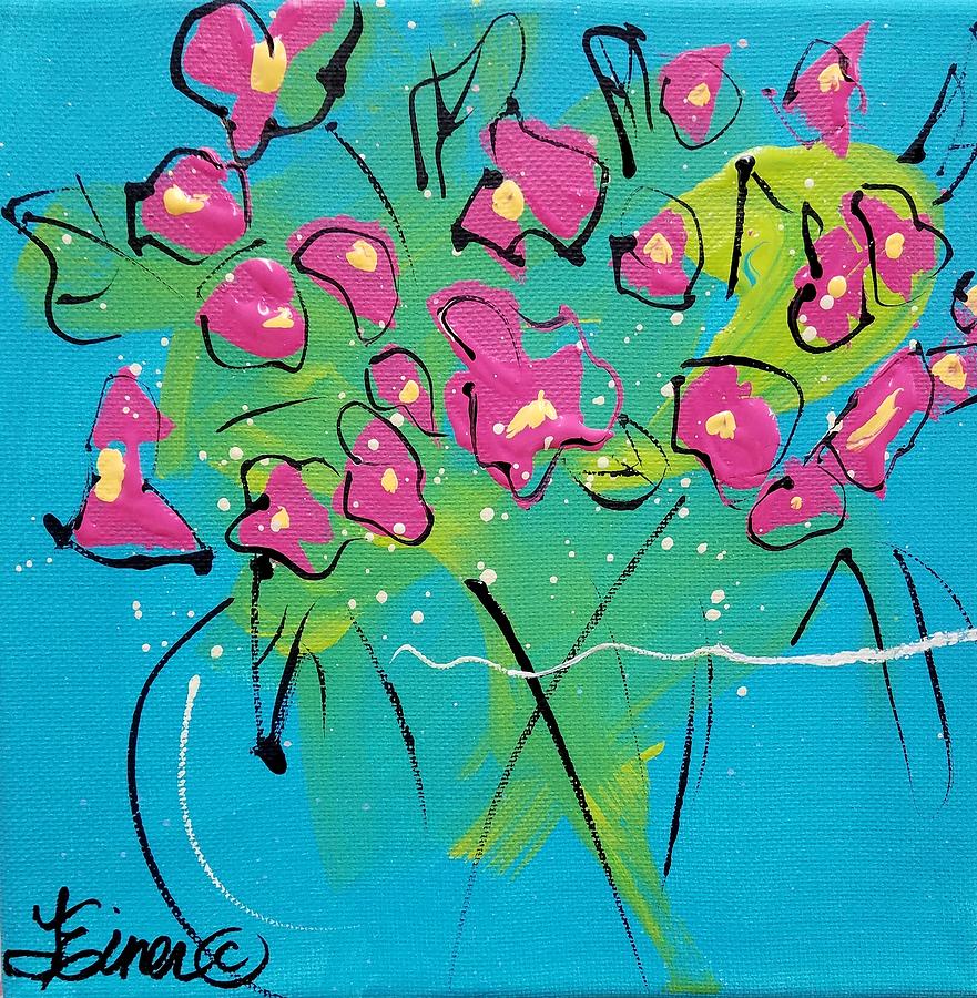 Pink Sweetpeas Painting by Terri Einer