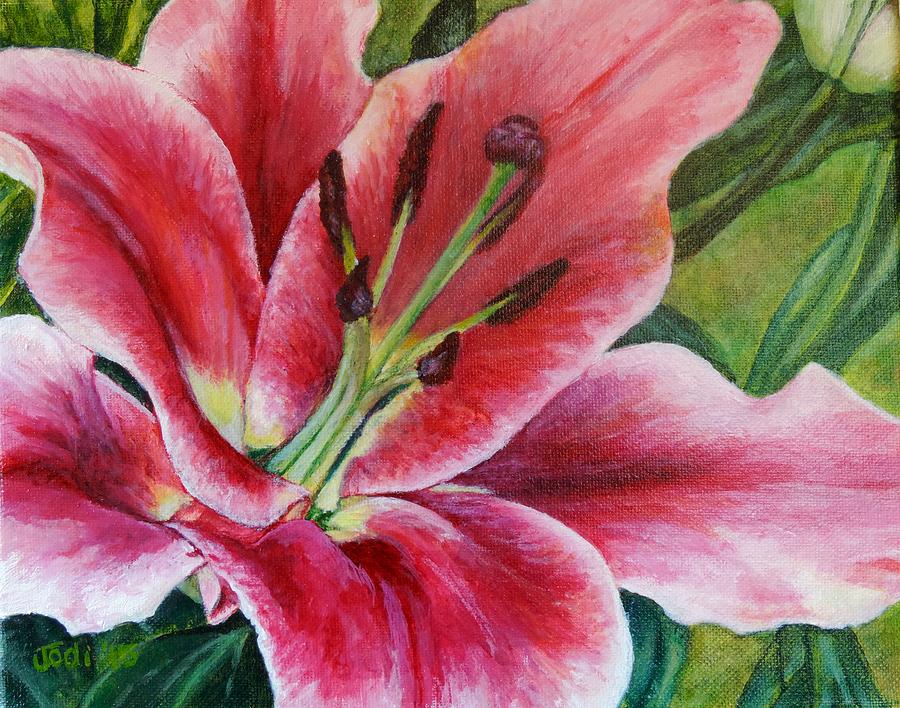Pink Tiger Lily Painting by Jodi Higgins