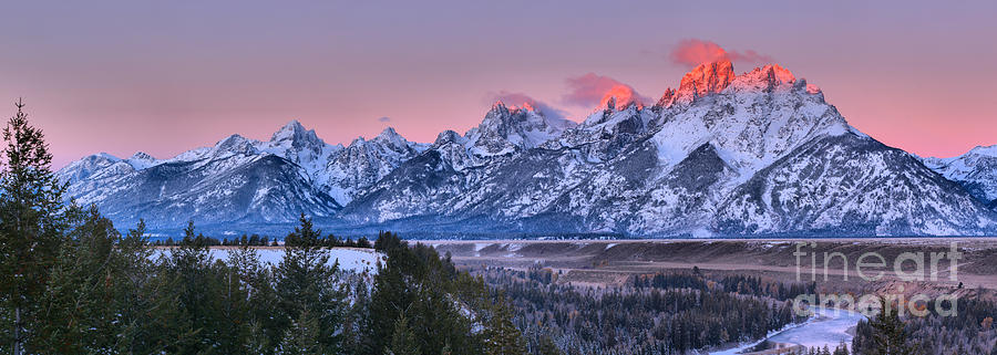 Pink Tips Over The Snake River Panorama Photograph by Adam Jewell