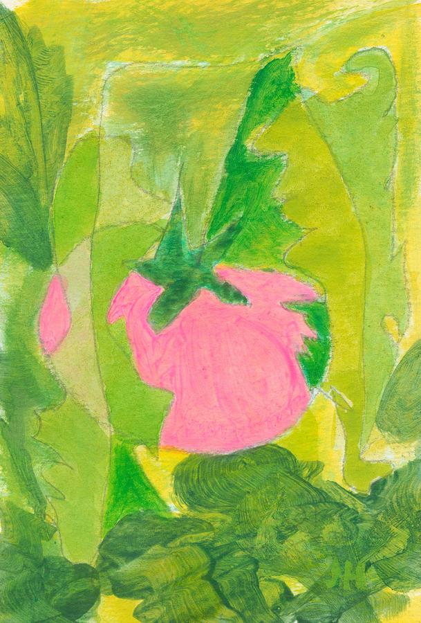 Pink Tomato Painting by Jerry Hanks