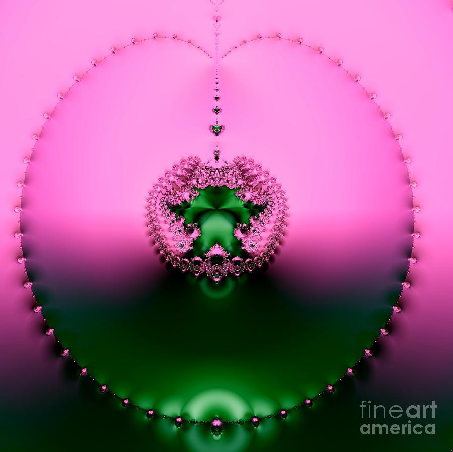 Abstract Digital Art - Pink Topaz and Emerald Green Necklace Fractal by Rose Santuci-Sofranko