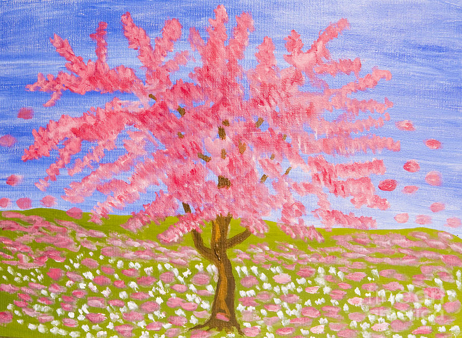 Pink tree, oil painting Painting by Irina Afonskaya