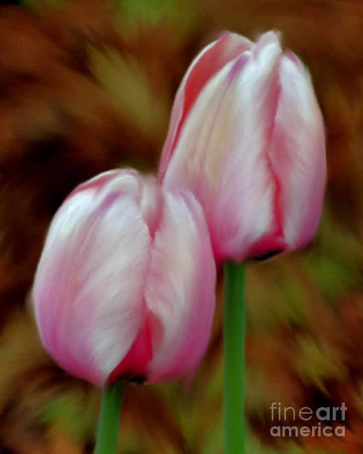 Pink Tulip Flowers Painting by Smilin Eyes Treasures