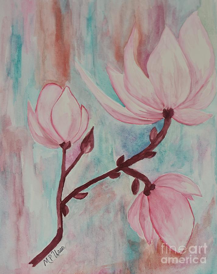 Nature Painting - Pink Tulip Magnolias by Maria Urso