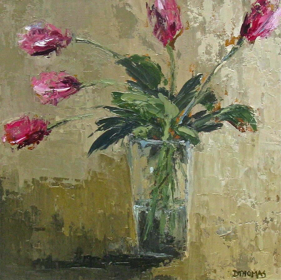 Pink Tulip Study Painting by Donna Thomas
