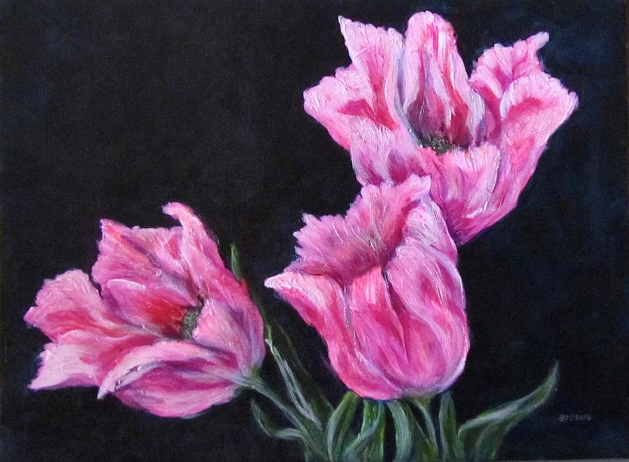Pink Tulips Painting by Barbara OToole