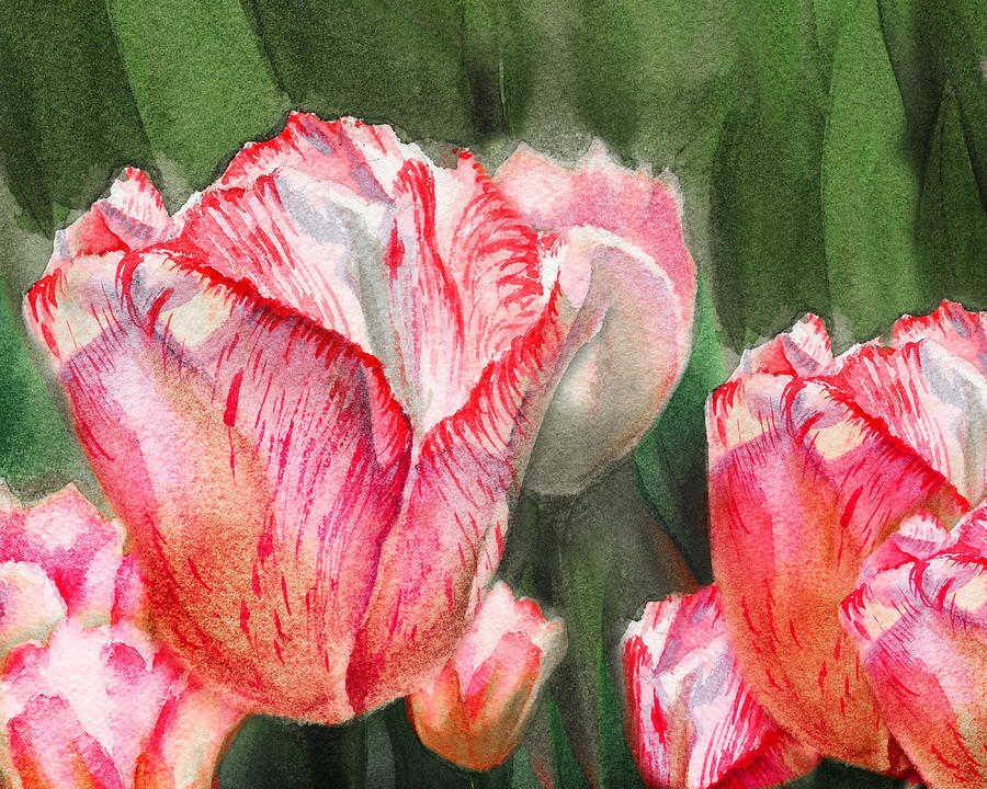 Pink Tulips by Irina Sztukowski Painting by Irina Sztukowski