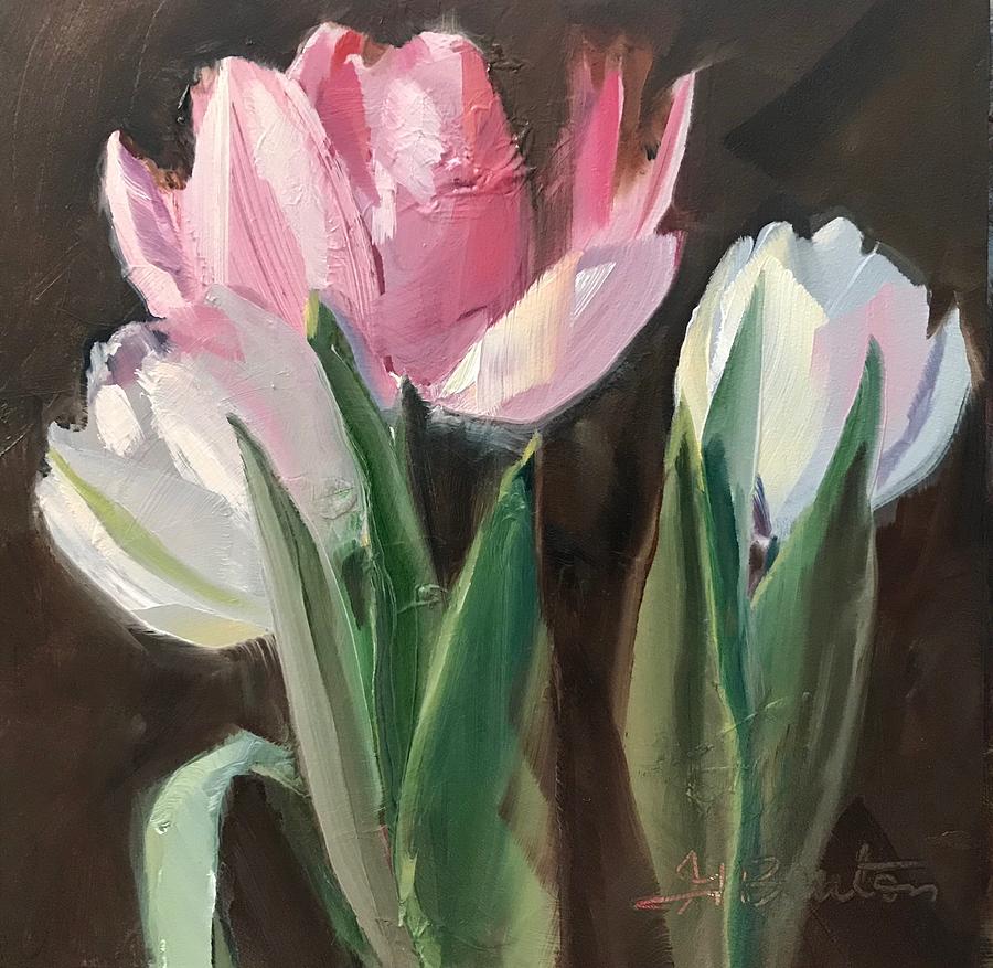 Flowers Still Life Painting - Pink Tulips by Gary Bruton