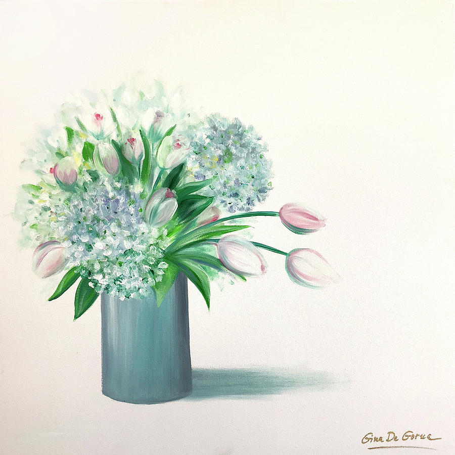 Pink Tulips Painting by Gina De Gorna