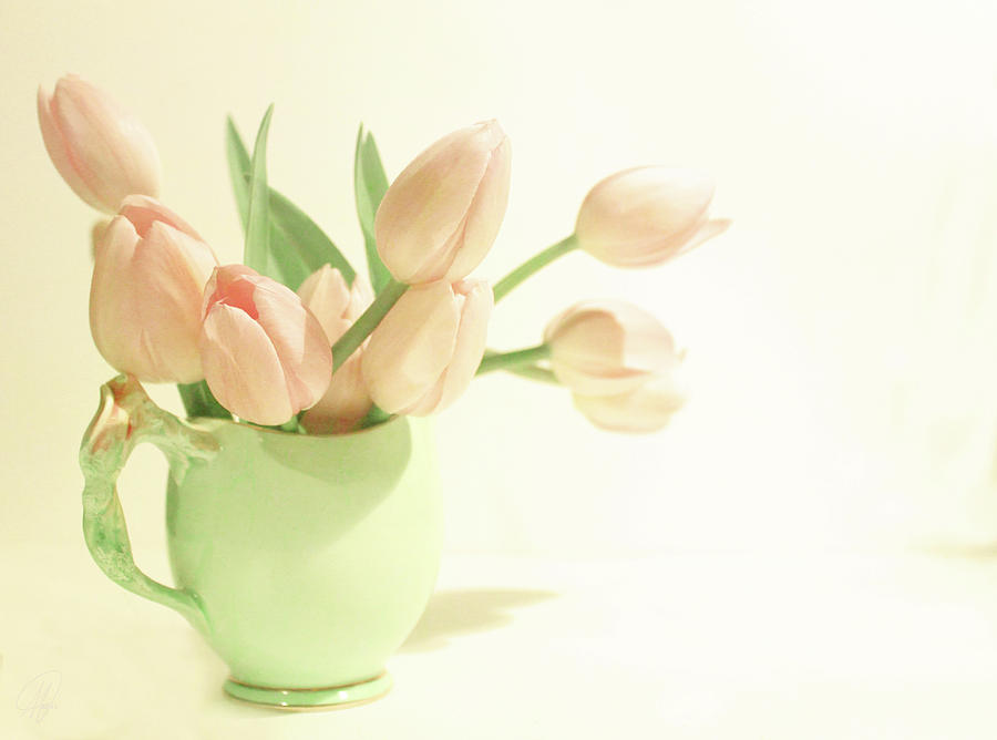 Pink Tulips Green Jug Digital Art by Margaret Hormann Bfa