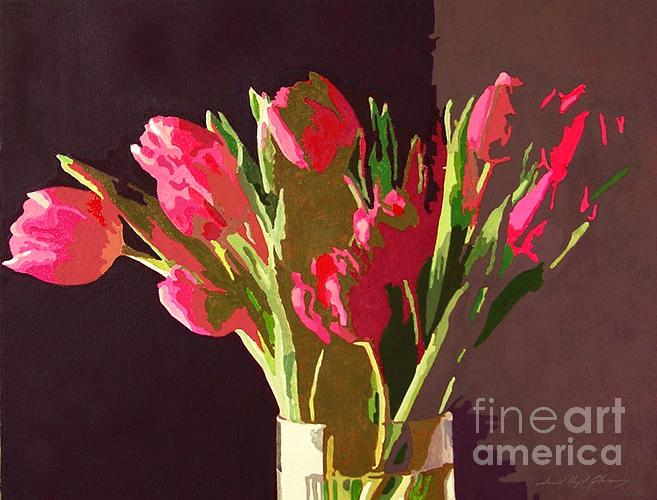 Pink Tulips in Glass Painting by David Lloyd Glover - Fine Art America