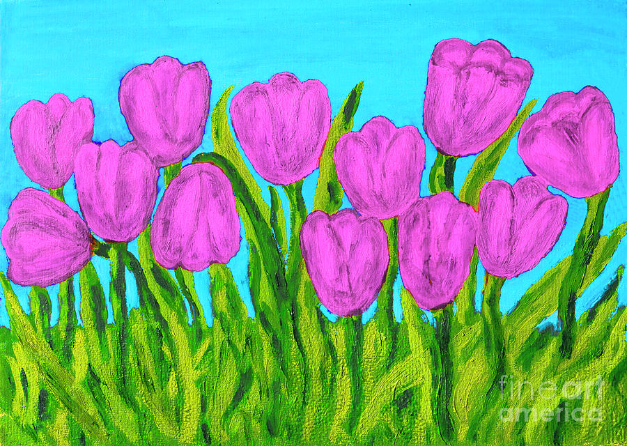 Pink tulips Painting by Irina Afonskaya