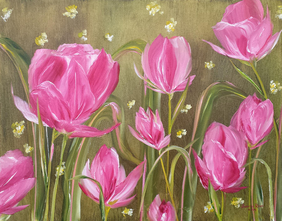 Pink Tulips Painting by Judith Rhue